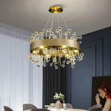 Load image into Gallery viewer, Alpignano | Gold Round Colorful Crystal Chandelier for Living room, Kitchen