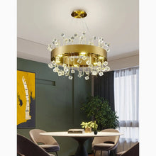 Load image into Gallery viewer, Alpignano | Gold Round Colorful Crystal Chandelier for Living room, Kitchen