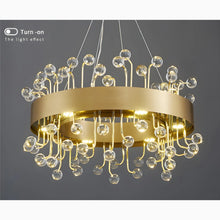 Load image into Gallery viewer, Alpignano | Gold Round Colorful Crystal Chandelier for Living room, Kitchen