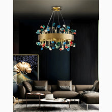Load image into Gallery viewer, Alpignano | Gold Round Colorful Crystal Chandelier for Living room, Kitchen