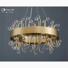 Load image into Gallery viewer, Alpignano | Gold Round Colorful Crystal Chandelier for Living room, Kitchen