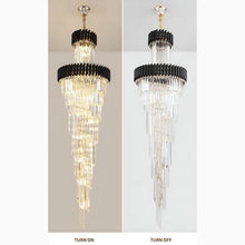 Load image into Gallery viewer, Art Deco | Black and Gold Crystal Chandelier for Hall and Staircase