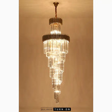 Load image into Gallery viewer, Art Deco | Black and Gold Crystal Chandelier for Hall and Staircase