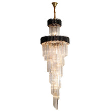 Load image into Gallery viewer, Art Deco | Black and Gold Crystal Chandelier for Hall and Staircase