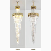 Load image into Gallery viewer, Art Deco | Black and Gold Crystal Chandelier for Hall and Staircase