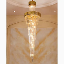 Load image into Gallery viewer, Art Deco | Black and Gold Crystal Chandelier for Hall and Staircase