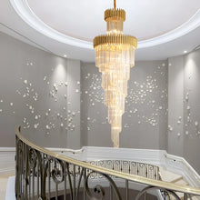 Load image into Gallery viewer, Art Deco | Black and Gold Crystal Chandelier for Hall and Staircase