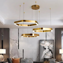 Cargar imagen en el visor de la galería, Chatelet | Hexagon Gold Chandelier for Living room