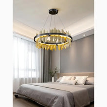 Load image into Gallery viewer, Creative Modern Black/Gold Circular Chandelier for Living Room