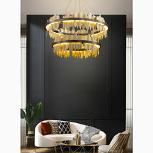 Load image into Gallery viewer, Creative Modern Black/Gold Circular Chandelier for Living Room