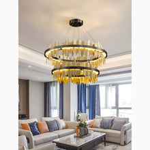Load image into Gallery viewer, Creative Modern Black/Gold Circular Chandelier for Living Room