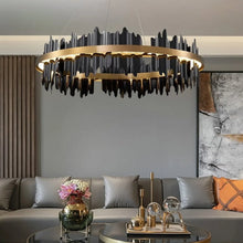 Load image into Gallery viewer, Creative Modern Black/Gold Circular Chandelier for Living Room