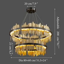 Load image into Gallery viewer, Creative Modern Black/Gold Circular Chandelier for Living Room