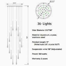 Cargar imagen en el visor de la galería, Castagniers | Staircase Gold Crystal Chandelier