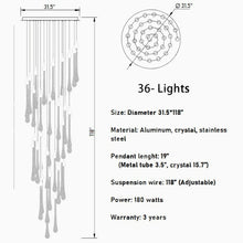 Cargar imagen en el visor de la galería, Castagniers | Staircase Gold Crystal Chandelier