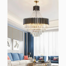 Carregar imagem no visualizador da galeria, Portofino | Modern Round Gun Black Crystal Chandelier