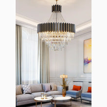 Carregar imagem no visualizador da galeria, Portofino | Modern Round Gun Black Crystal Chandelier