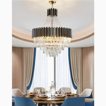 Carregar imagem no visualizador da galeria, Portofino | Modern Round Gun Black Crystal Chandelier