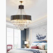 Carregar imagem no visualizador da galeria, Portofino | Modern Round Gun Black Crystal Chandelier