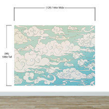 Carregar imagem no visualizador da galeria, Japanese Traditional Curly Cloud in Sky Abstract Illustration Asian Decor Wall Mural. Peel and Stick Wallpaper. #6297