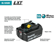 Carregar imagem no visualizador da galeria, Makita BL1850B 18V LXT® Lithium‑Ion 5.0Ah Battery