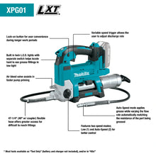 Carregar imagem no visualizador da galeria, Makita XPG01Z 18V LXT Lithium-Ion Cordless Grease Gun
