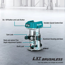 Carregar imagem no visualizador da galeria, Makita XTR01Z 18V LXT Lithium-Ion Cordless Router (Tool Only)
