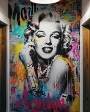 Carregar imagem no visualizador da galeria, Marilyn Monroe Wallpaper Mural. Graffiti Art Mural. Colorful Pop Art. #6851