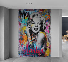 Carregar imagem no visualizador da galeria, Marilyn Monroe Wallpaper Mural. Graffiti Art Mural. Colorful Pop Art. #6851