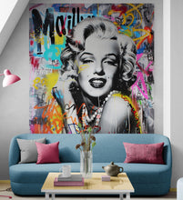 Carregar imagem no visualizador da galeria, Marilyn Monroe Wallpaper Mural. Graffiti Art Mural. Colorful Pop Art. #6851