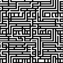 Carregar imagem no visualizador da galeria, Abstract Maze Black and White Wallpaper Mural. #6739