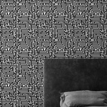 Carregar imagem no visualizador da galeria, Abstract Maze Black and White Wallpaper Mural. #6739