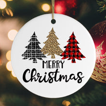 Load image into Gallery viewer, Merry Christmas Plaid Trees Ornament