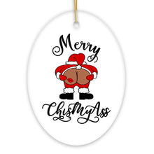 Load image into Gallery viewer, Merry ChisMyAss Funny Mooning Santa Christmas Ornament, Dirty Joke Butt Humor