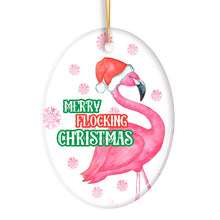 Load image into Gallery viewer, Merry Flocking Christmas Pink Flamingo Christmas Tree Decoration Ornament