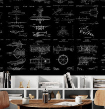 Carregar imagem no visualizador da galeria, Aviation Wallpaper Mural. Featuring Military Jet and Airplane Patent Designs. #6732