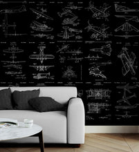 Carregar imagem no visualizador da galeria, Aviation Wallpaper Mural. Featuring Military Jet and Airplane Patent Designs. #6732