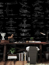 Carregar imagem no visualizador da galeria, Aviation Wallpaper Mural. Featuring Military Jet and Airplane Patent Designs. #6732