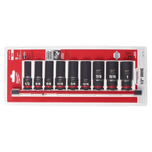 Carregar imagem no visualizador da galeria, Milwaukee 49-66-7022 9PC SHOCKWAVE Impact Duty™ 1/2" Drive SAE Deep 6 Point Socket Set