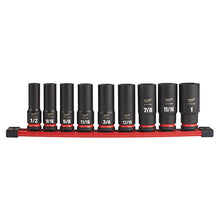 Carregar imagem no visualizador da galeria, Milwaukee 49-66-7022 9PC SHOCKWAVE Impact Duty™ 1/2" Drive SAE Deep 6 Point Socket Set