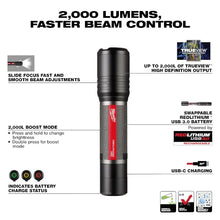 Carregar imagem no visualizador da galeria, Milwaukee 2162-21 REDLITHIUM USB 2,000L Slide Focus Flashlight