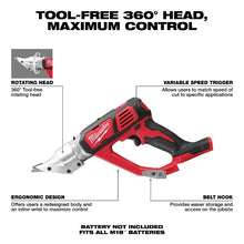 Carregar imagem no visualizador da galeria, Milwaukee 2635-20 M18™ 18 Gauge Double Cut Shear (Tool Only)