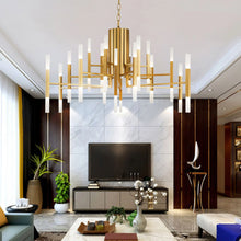 Load image into Gallery viewer, Zelbio | Gold/Black Postmodern LED Chandelier for Living Room