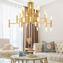 Load image into Gallery viewer, Zelbio | Gold/Black Postmodern LED Chandelier for Living Room