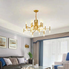 Load image into Gallery viewer, Zelbio | Gold/Black Postmodern LED Chandelier for Living Room