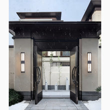 Carregar imagem no visualizador da galeria, Modern Black/Copper Outdoor Waterproof LED Wall Sconce For Garden Porch