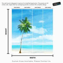 Carregar imagem no visualizador da galeria, Tropical Palm Tree Wall Mural – Beach Shore Painting. #6911