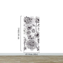 Carregar imagem no visualizador da galeria, Black and White Flower Wallpaper Mural. #6676