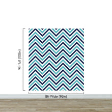 Load image into Gallery viewer, Seaside Chic Decor. Navy Blue and Teal Chevron Pattern Wallpaper. #6222