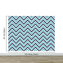 Load image into Gallery viewer, Seaside Chic Decor. Navy Blue and Teal Chevron Pattern Wallpaper. #6222
